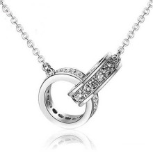 Großhandel hochwertige 925 Sterling -Silberschmuck Doppelkreis Ringe Kreuzhänger Halskette